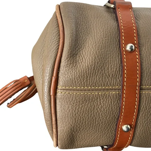 Dooney & Bourke Pebbled Florentine Satchel - Taupe & Chestnut - Picture 4 of 10